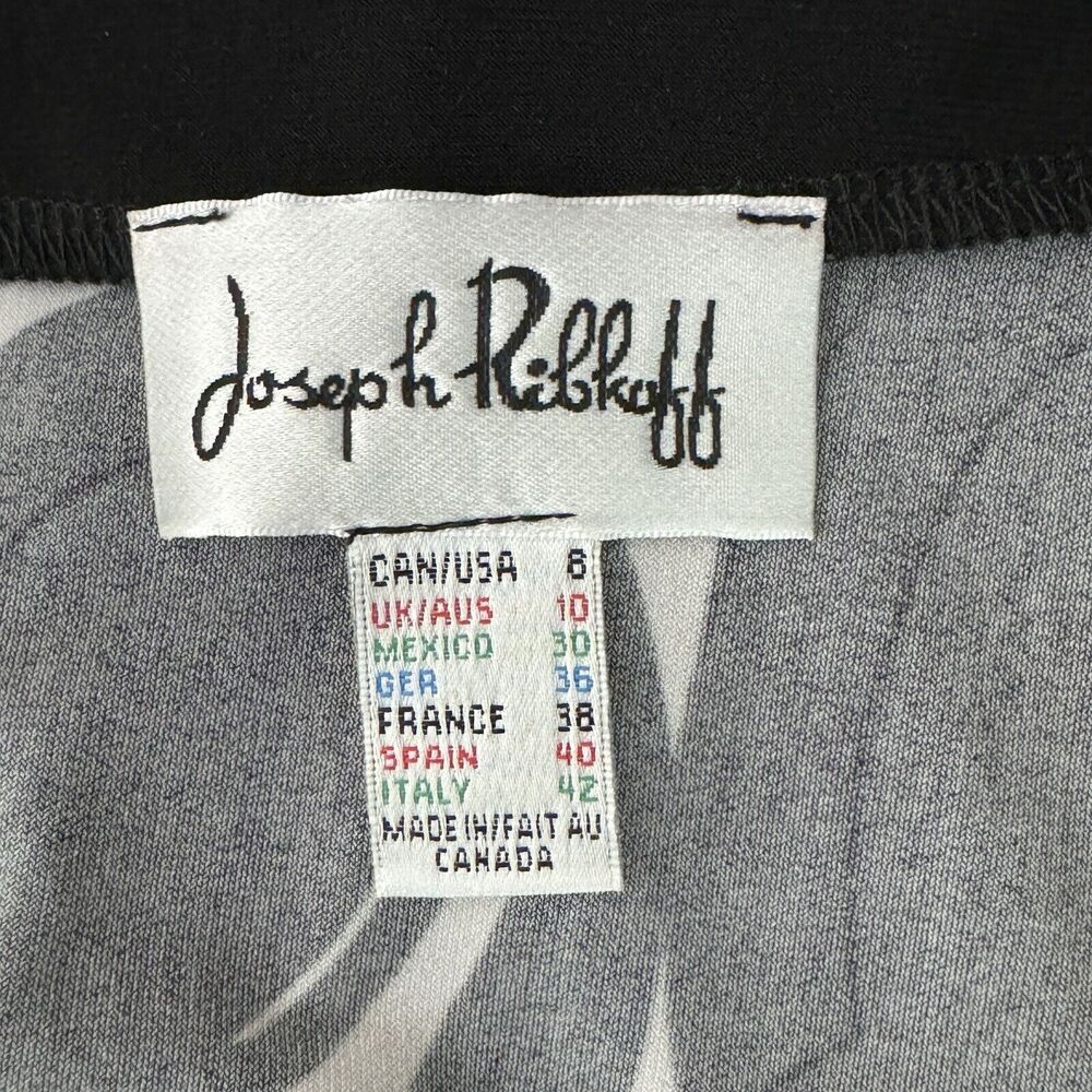 Joseph Ribkoff Shirt‎ Womens 6 Black White Geometric Blouse Retro Edgy Artsy - Picture 7 of 8